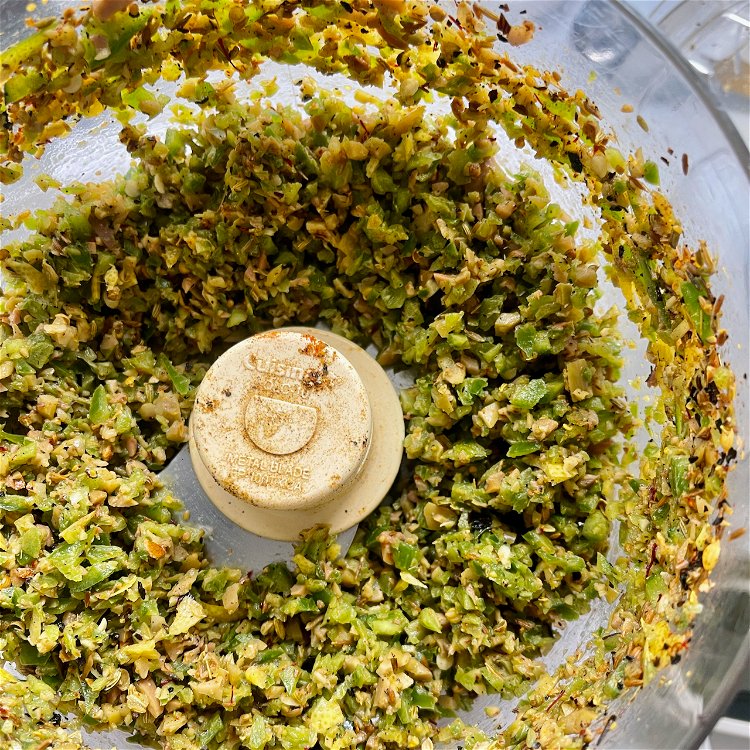 Image of In a food processor, pulse the Escabeche, jalapeños, green olives,...